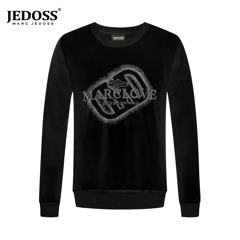 JEDOSS/爵迪斯男装秋冬时尚新款烫钻压胶圆领套头长袖卫衣006