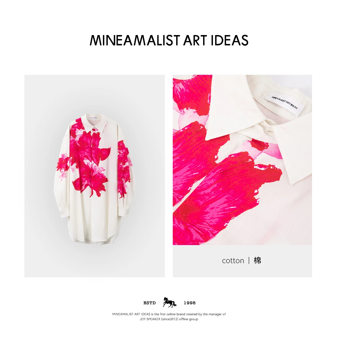 MINEAMALIST ART IDEAS春夏山本风花卉印花中长款长袖衬衫2519M