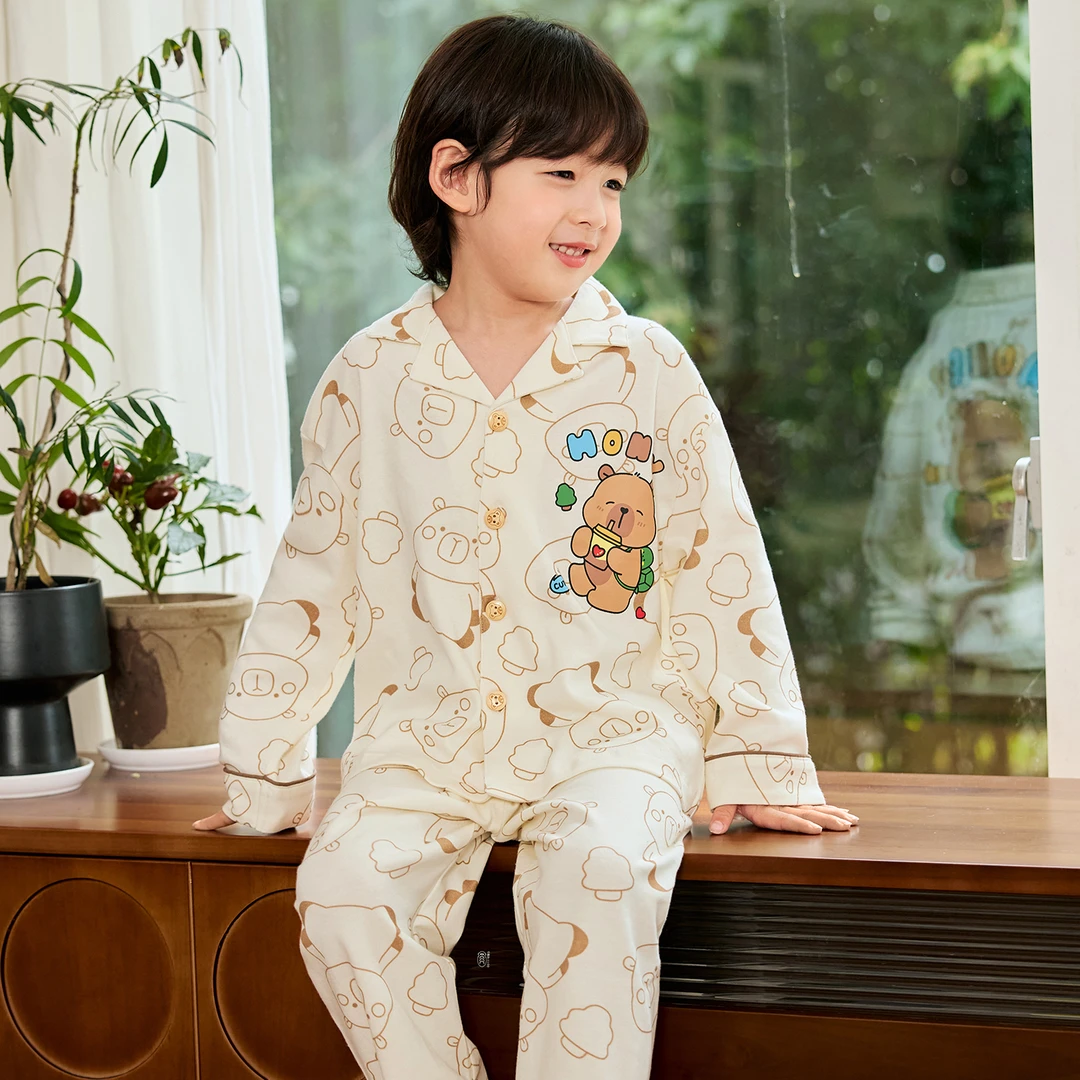 【100%纯棉开衫】小新蜡笔睡衣春秋季男孩长袖亲子装家居服卡通儿童