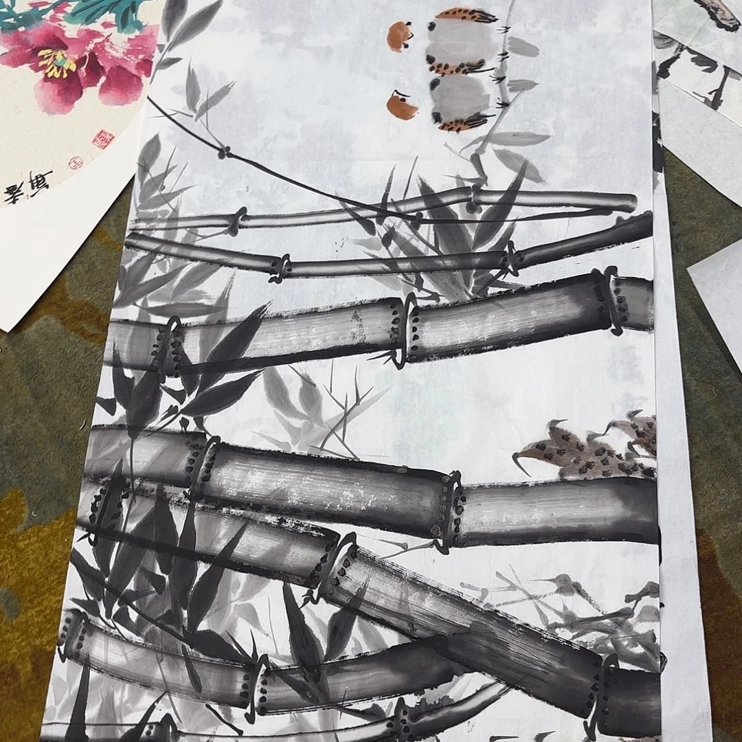 国画三尺花鸟作品童