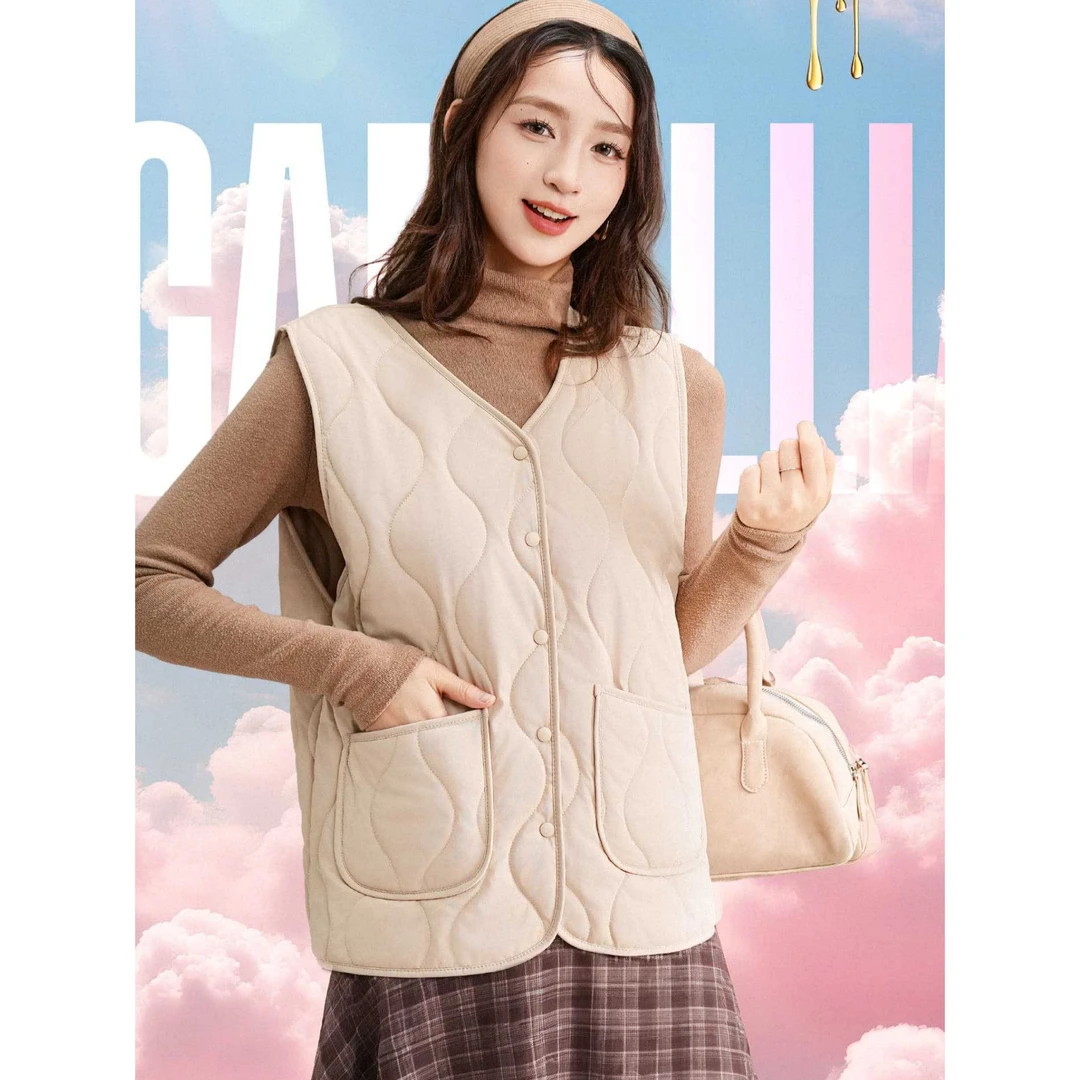 【娃娃专属】轻薄内搭开衫马甲男女同款羊毛内胆 V领保暖背心外穿上