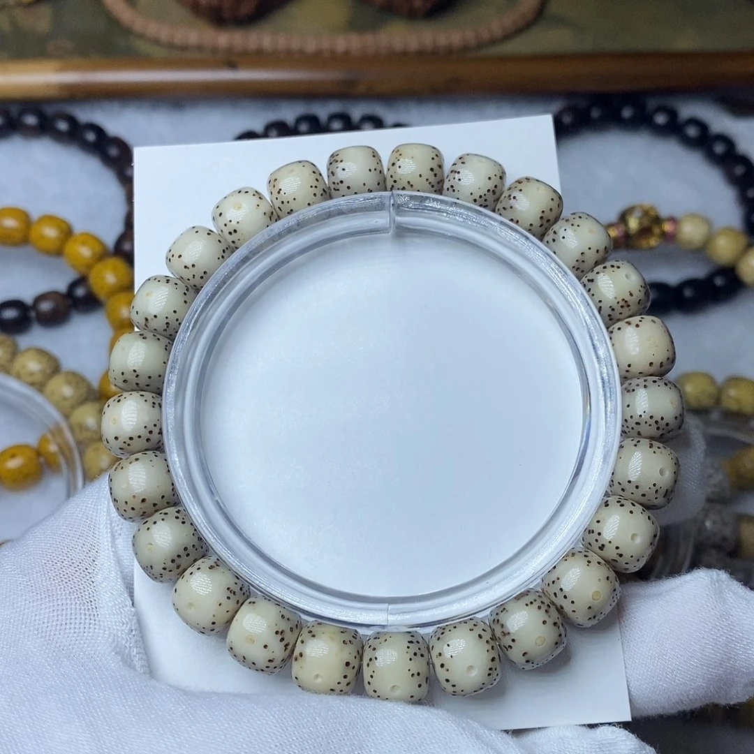 手串星月菩提9.5灰冰全玉化大眼留白