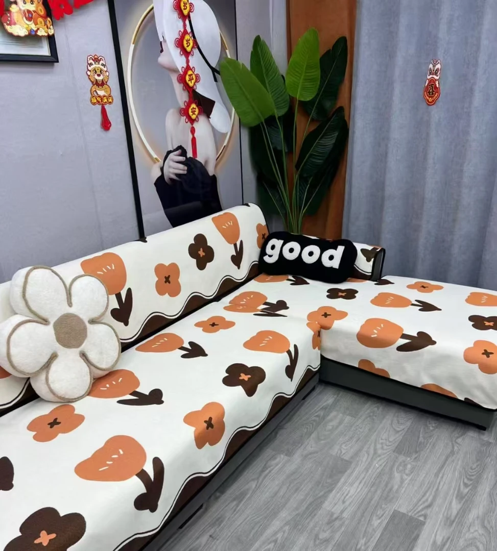 新款四季通用雪尼尔发垫高级感加厚防滑沙发居家沙发垫