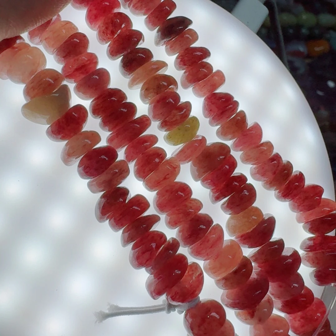 玛瑙/玉髓合金珠宝半成品玉化草莓晶随型隔片一条