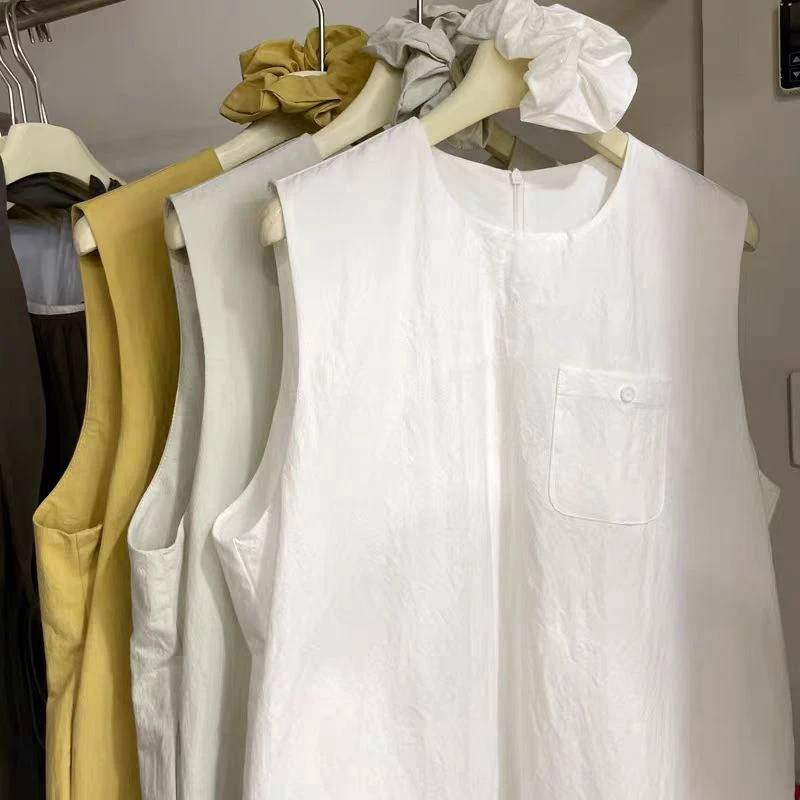 【高级住了】真两件套背心裙+发箍韩国女装无袖带拉链带内衬背心裙