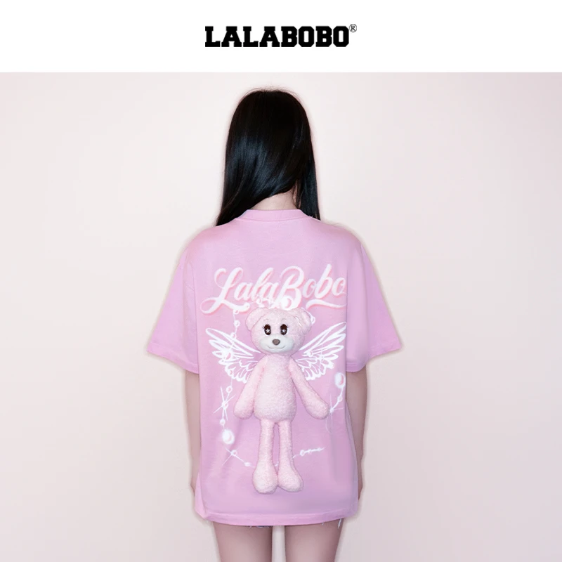 LAL025春季新款小熊玩偶宽松休闲可爱短袖RBEA-DT22