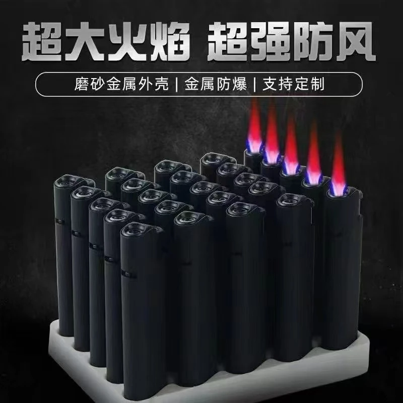 金属磨砂加厚防风打火机充气打火机可循环充气家用还能定制印字