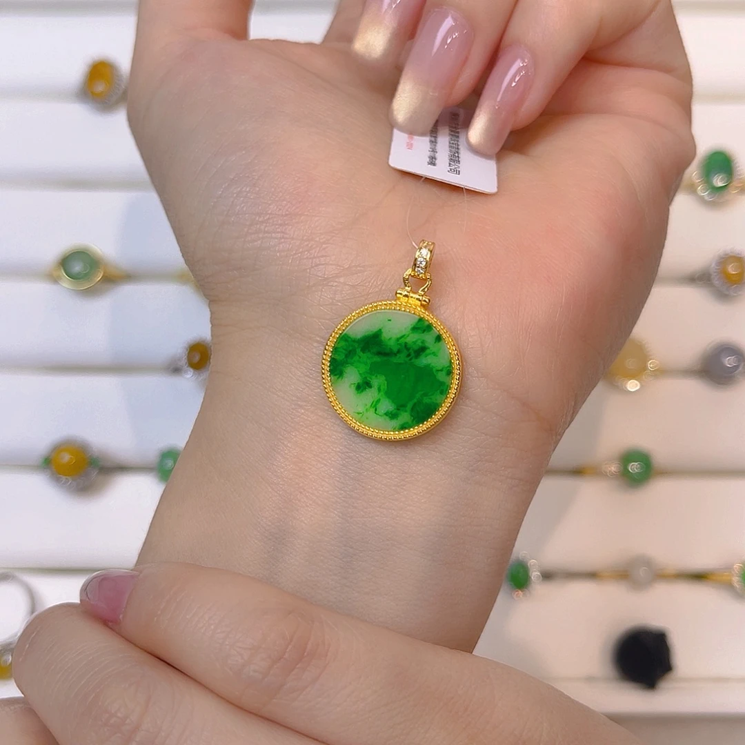 颈饰银S925镶嵌翡翠