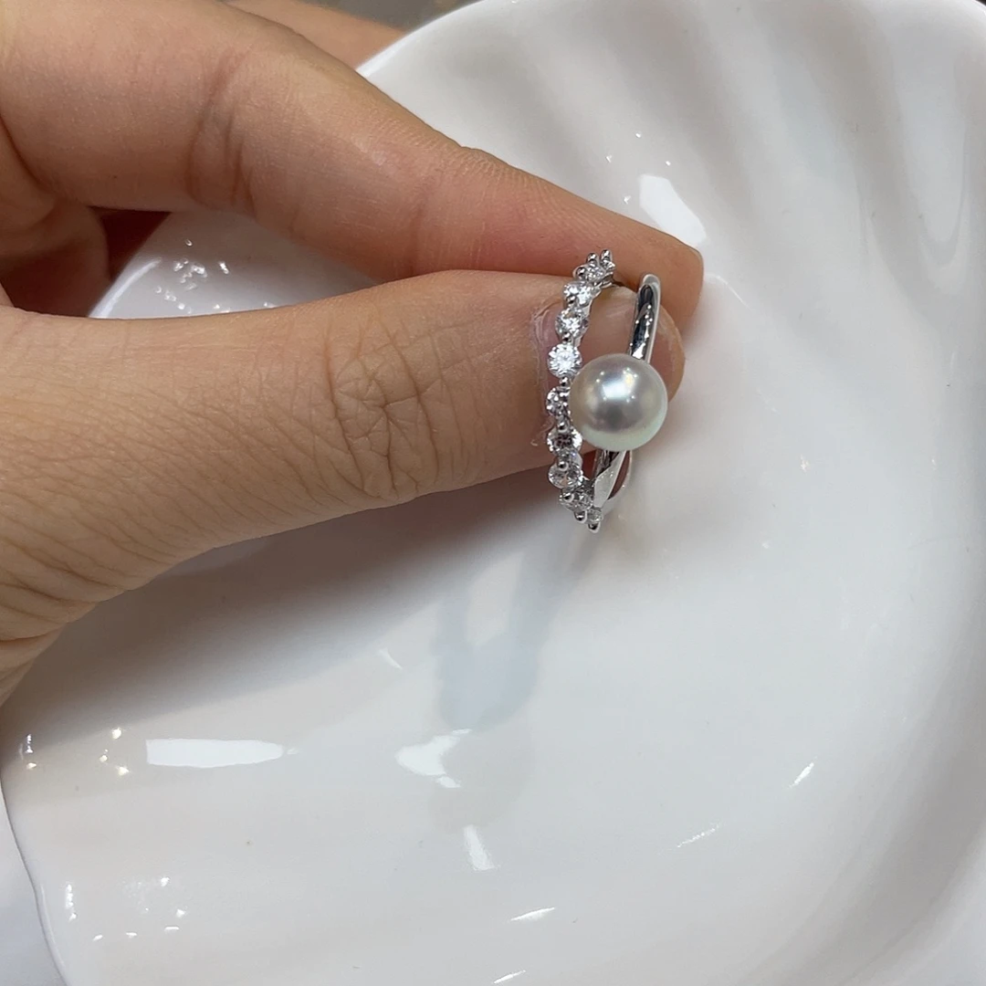 银S925镶嵌戒指海水珍珠