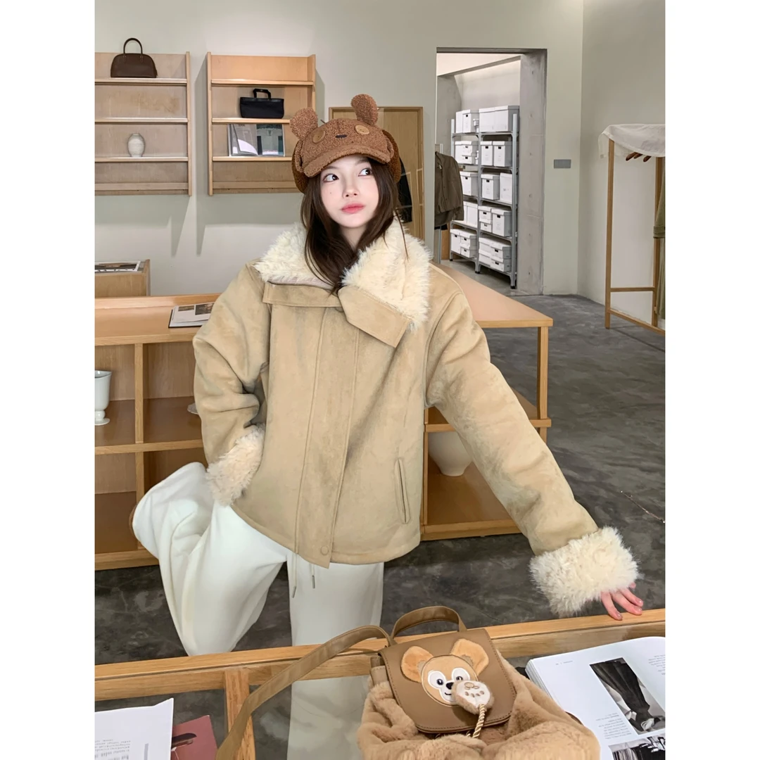 H1719【艺术荒山】冬季新款新生艺术感轻复古舒适加绒加厚外套女