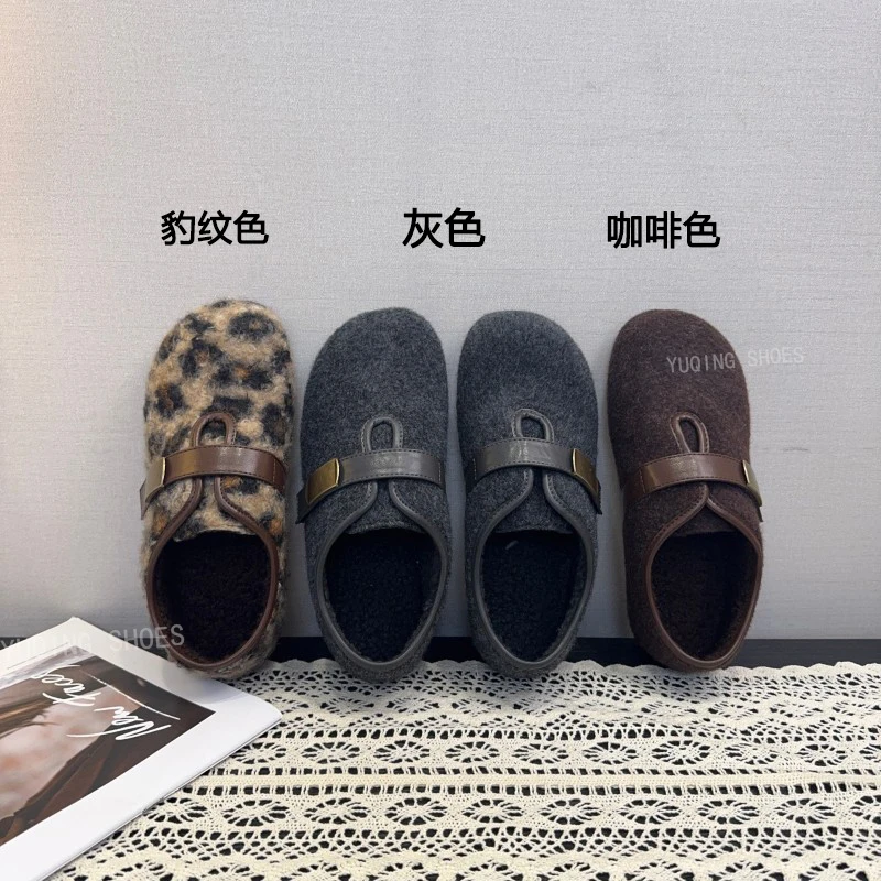 2025新款秋冬季加绒棉鞋平软底保暖玛丽珍加厚底毛呢毛毛鞋女外穿