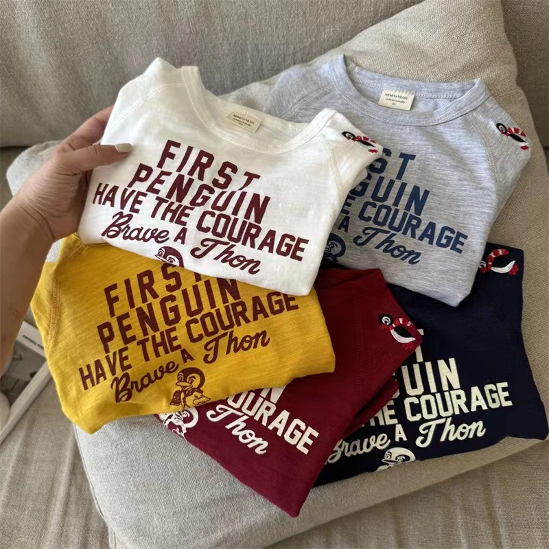 儿童长袖2025春季新款男女童卡通长袖T宝宝印花字母打底衫35279