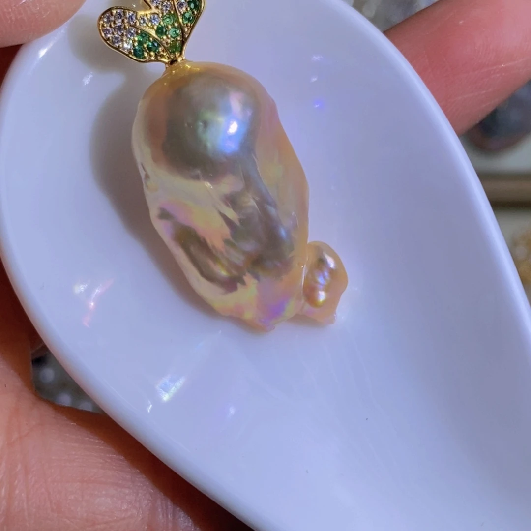 银S925镶嵌天然淡水珍珠淡水珍珠