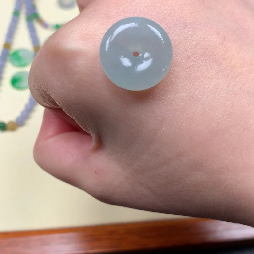 定制翡翠未镶嵌紫底无事牌平安扣