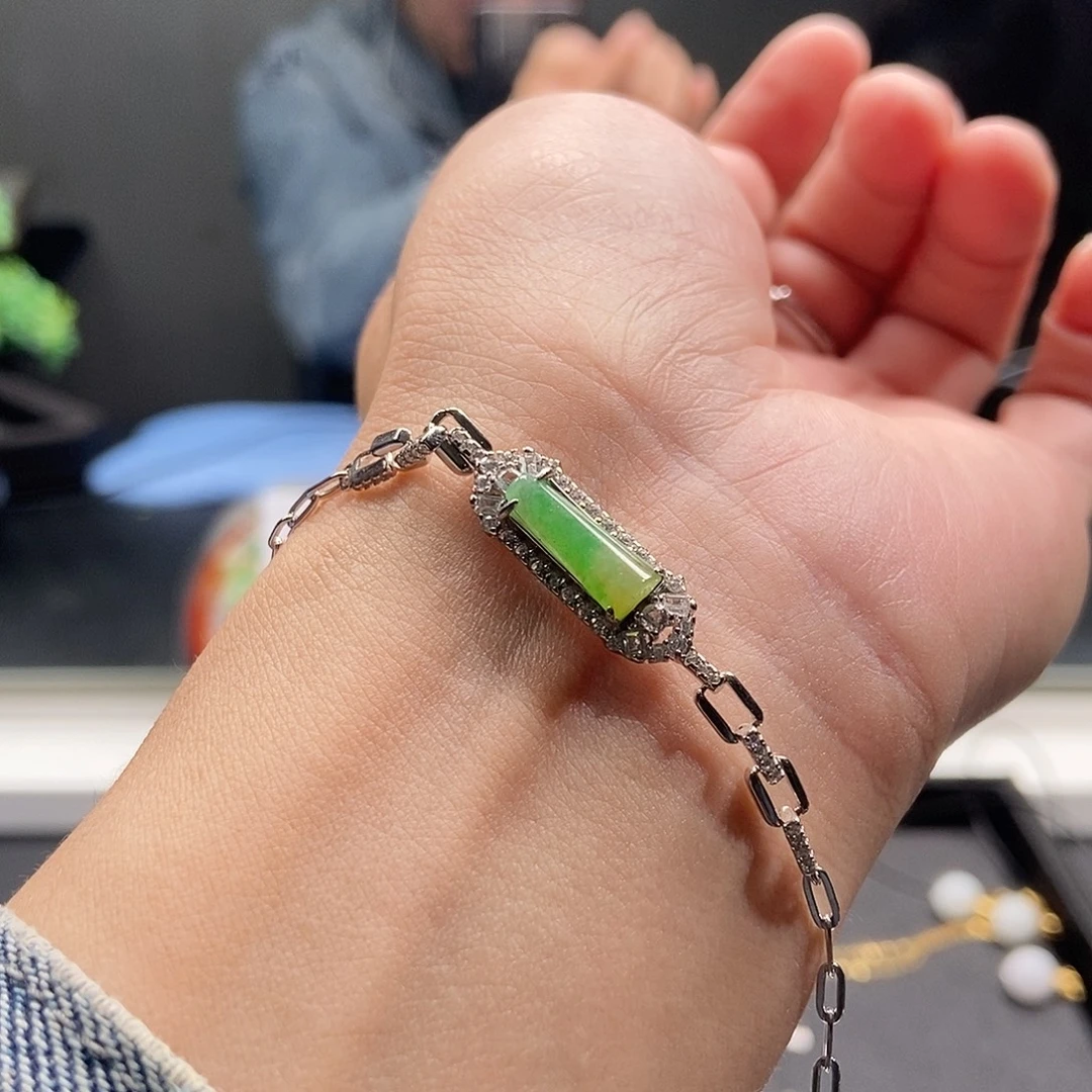 翡翠银S925镶嵌手链