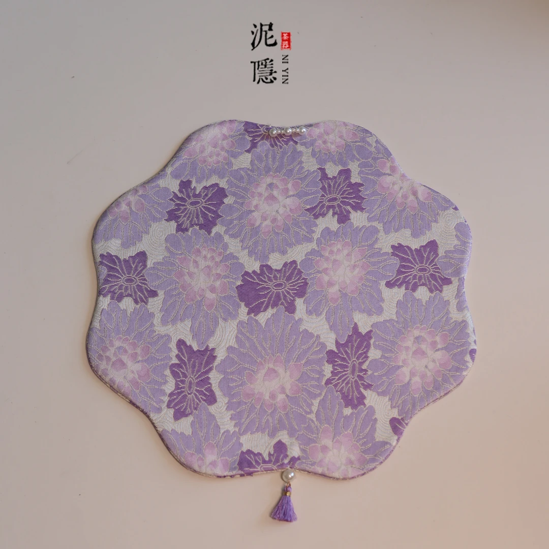 小清新紫色茶席干泡席花边垫子一人茶席泡茶垫茶桌席子新中式国风