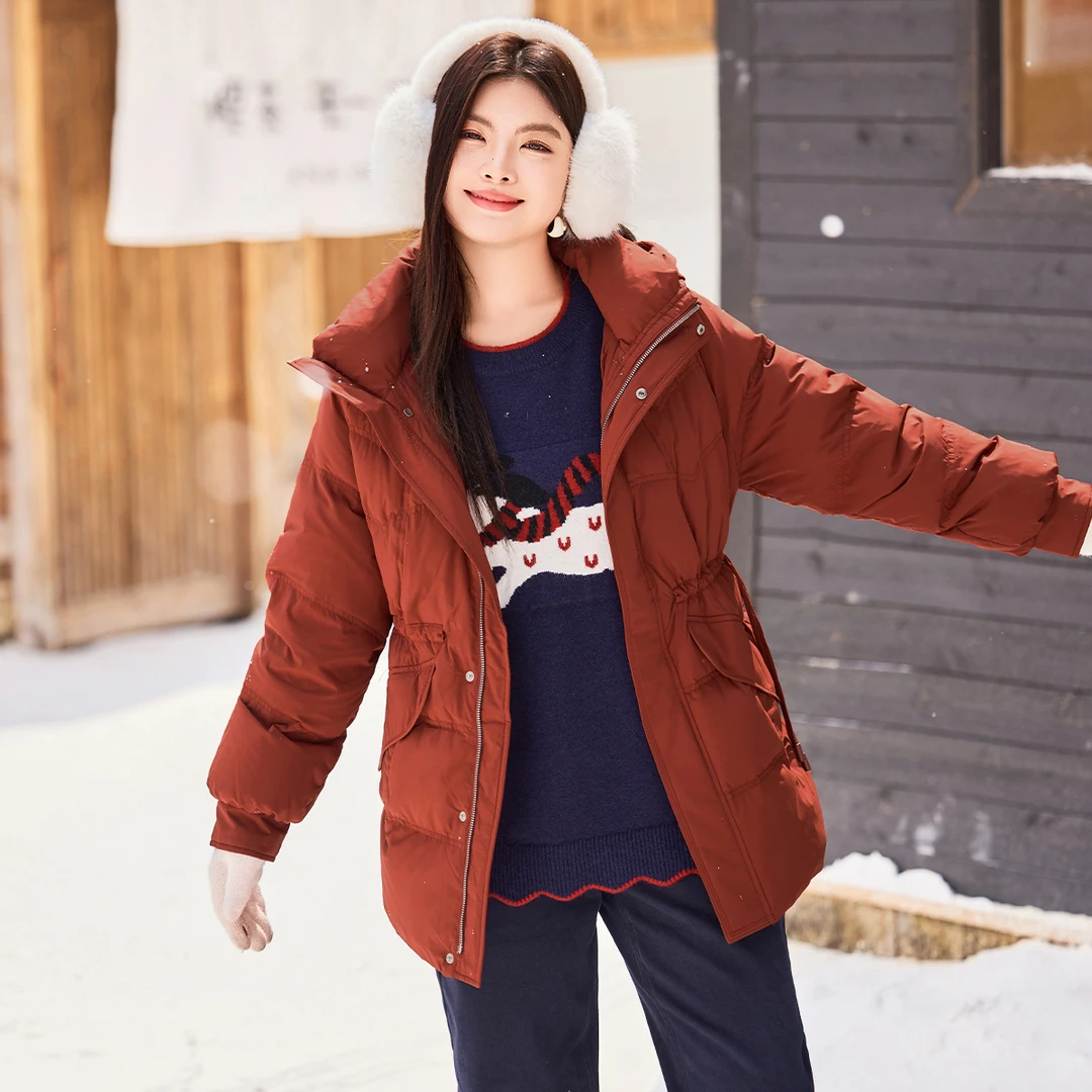 【高充绒90%白鸭绒面包羽绒服】MsShe大码女收腰显瘦外套S~M2511013