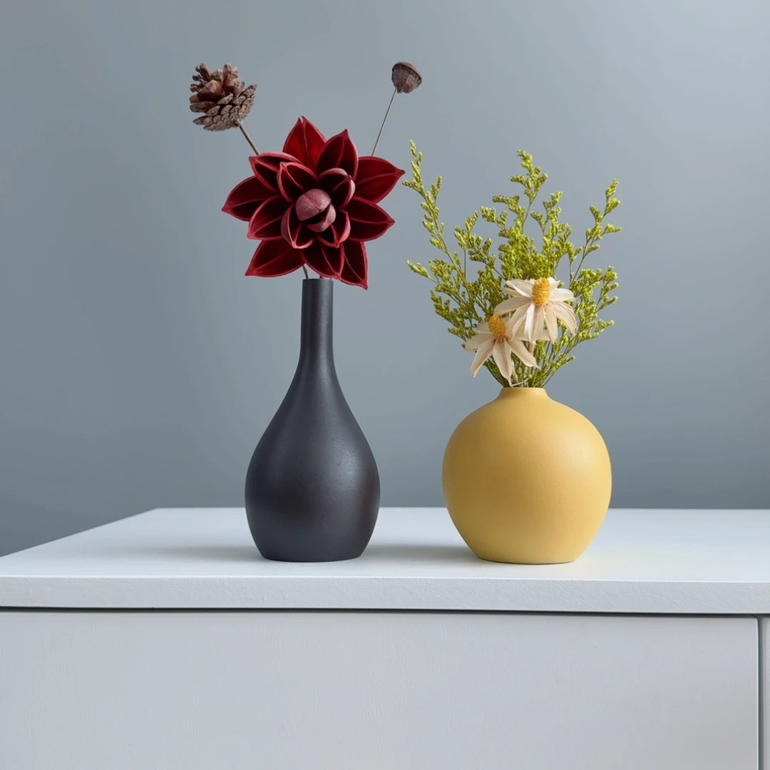 摆件陶瓷小花瓶摆件含花总高约20-30cm