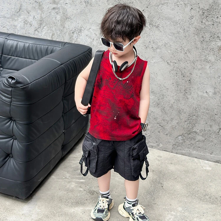 男童夏装背心套装2025新款儿童帅气无袖薄款两件套中小童洋气衣服