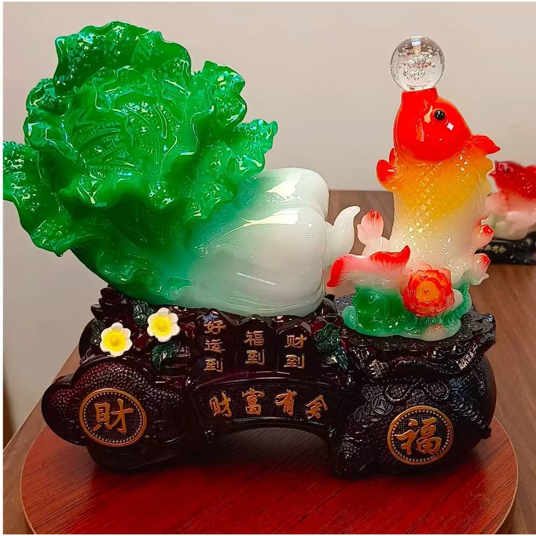 轻奢创意白菜摆件招财鱼摆件客厅装饰家居礼品