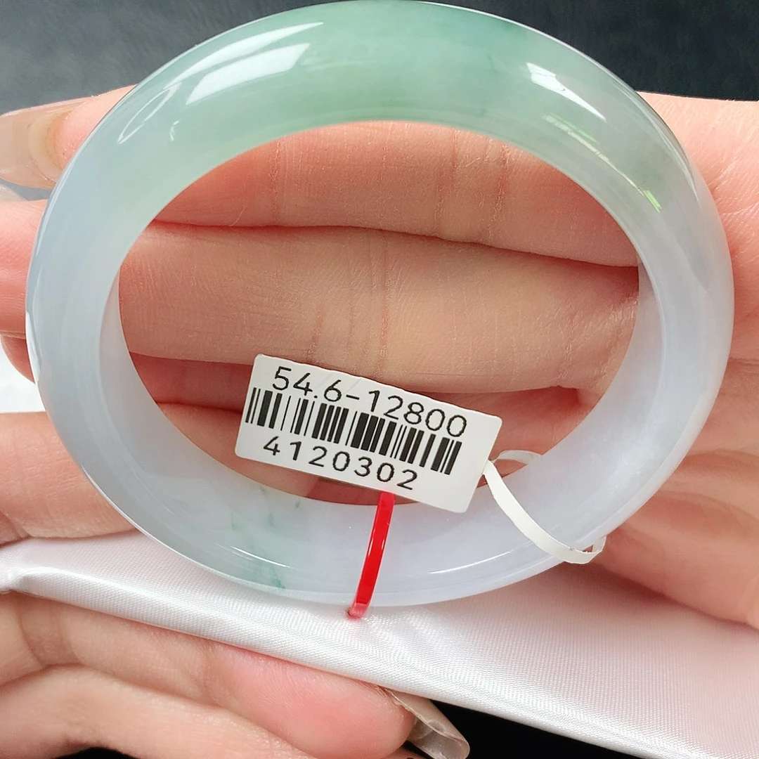 翡翠手镯未镶嵌冰胶半山水正圈54圈口54号