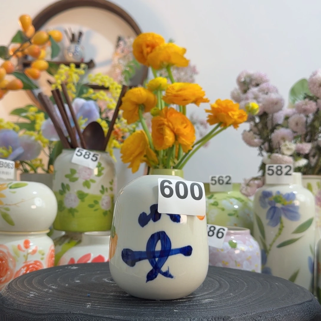 摆件景德镇手作陶瓷花瓶摆件无孔