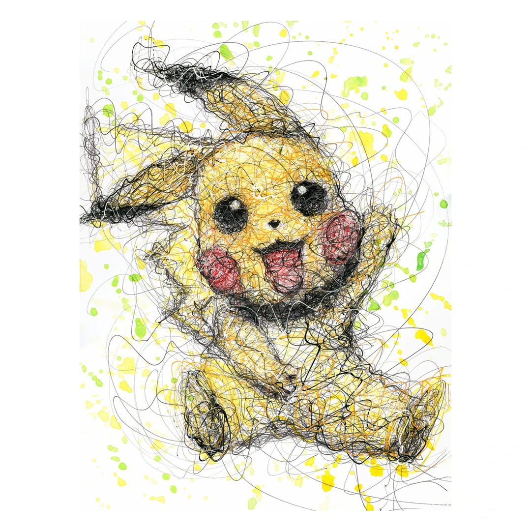 蹬红走绿｜丁文尧  飞线艺术家原作/限量卡通人物绘画抽象收藏推荐