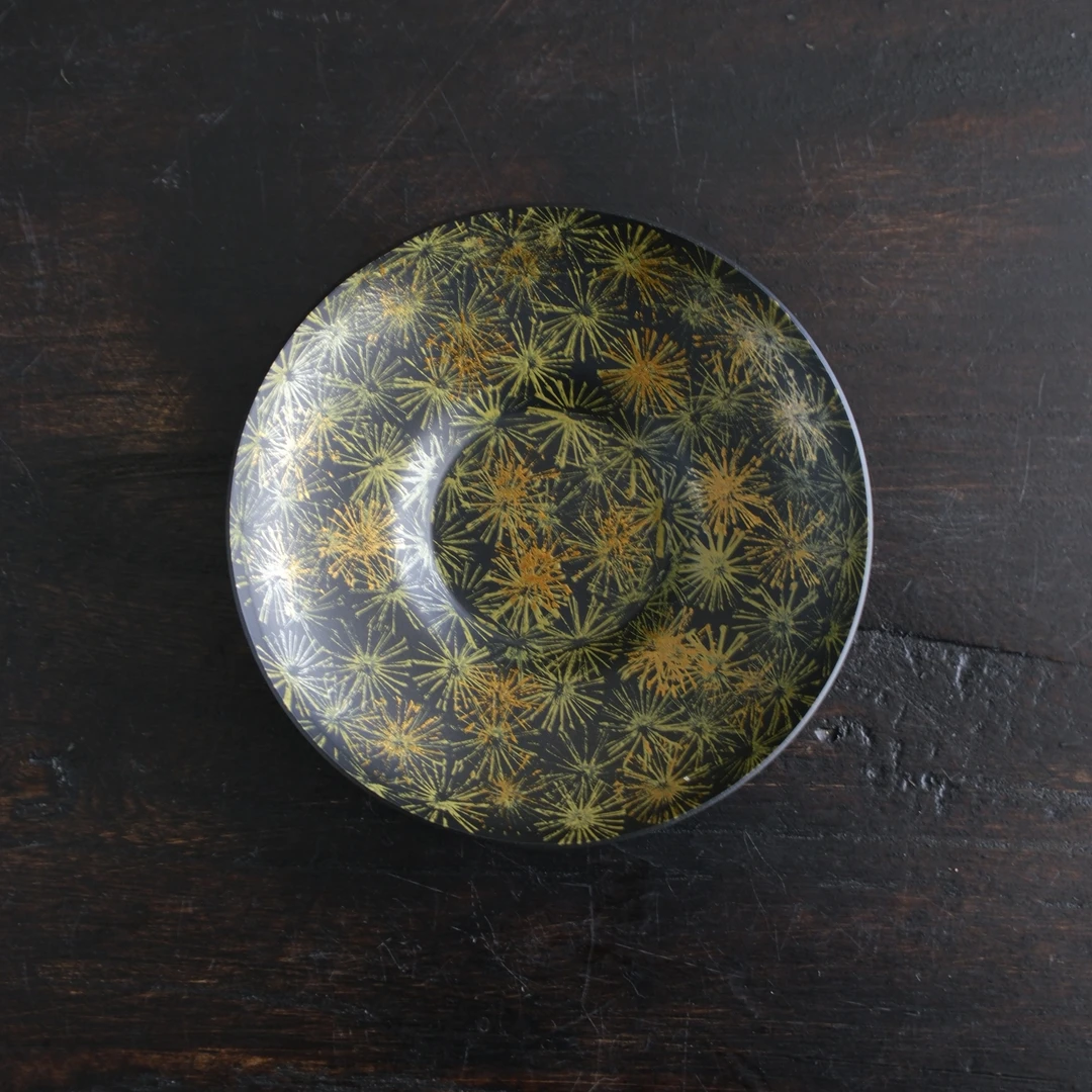 PL老铁漆器杯垫百花纹黄金