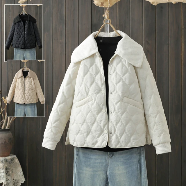 可拆卸领~冬季大码200斤羽绒棉服外套夹棉上衣宽松棉袄短款棉衣潮