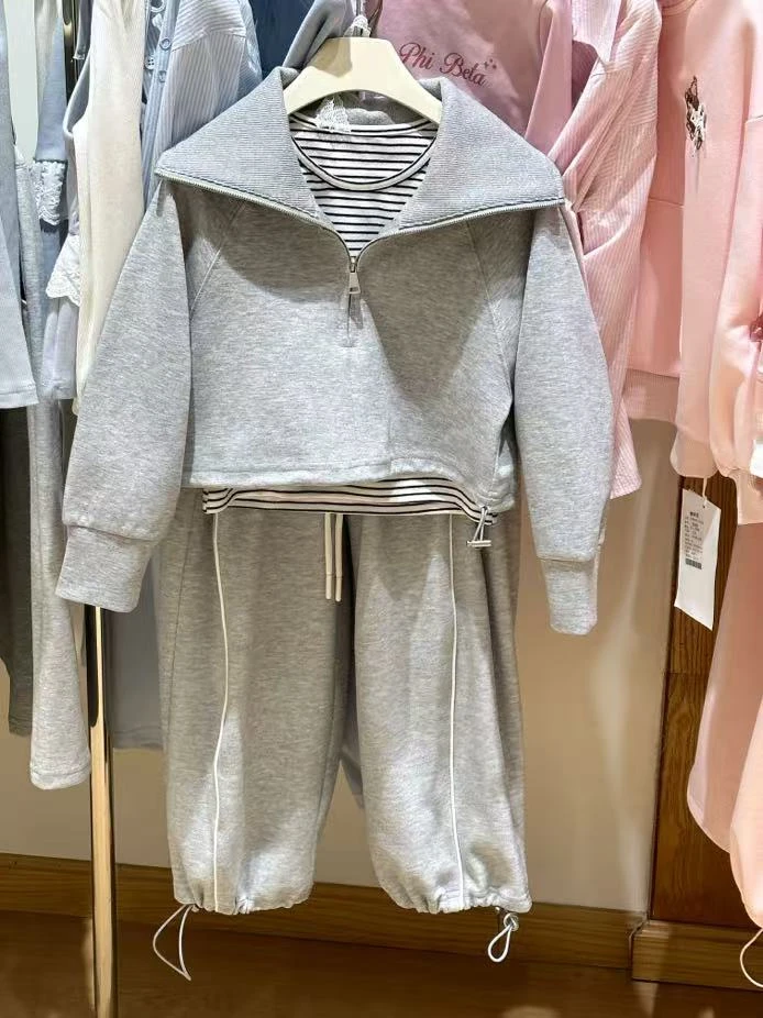 运动服休闲儿童中童三件套春款卫衣洋气运动时尚欧若韩版风套装