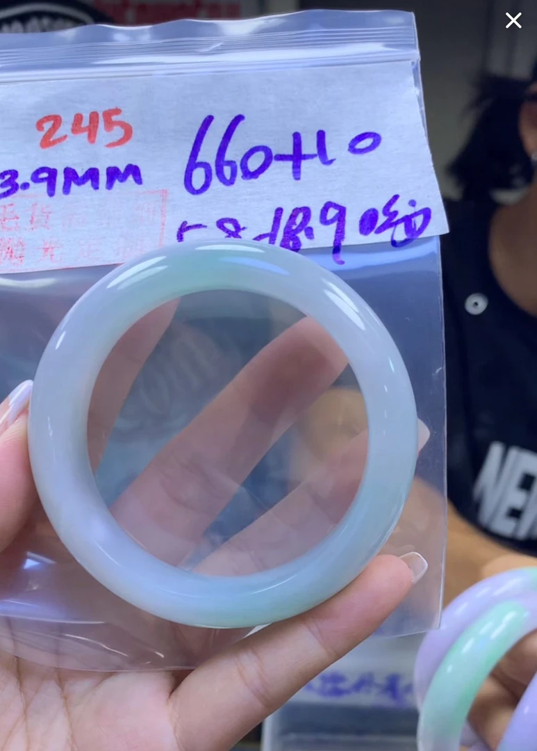 定制翡翠未镶嵌毛货245手镯58纹+660元+拍一发一