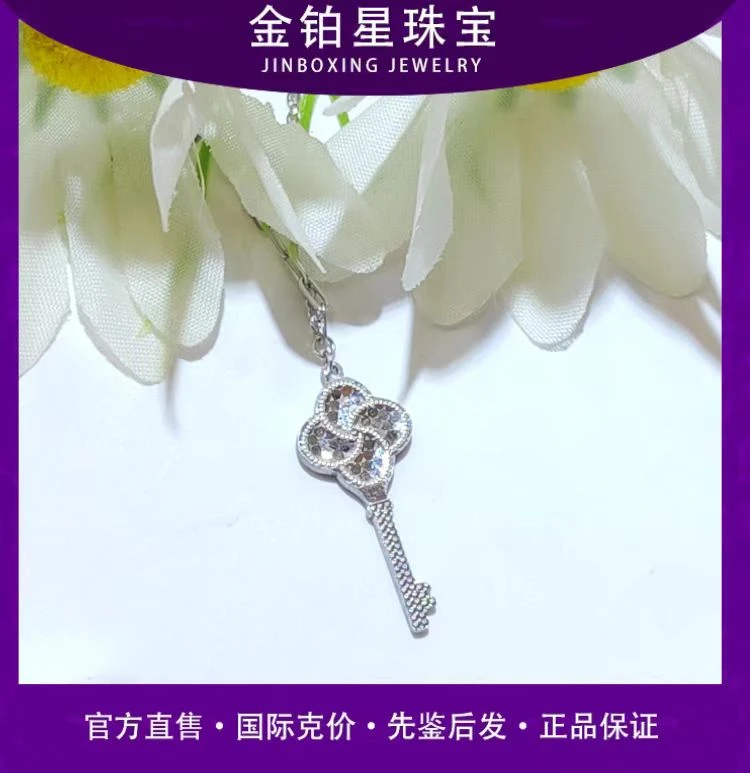 PT950铂金素款碎碎冰钥匙套链