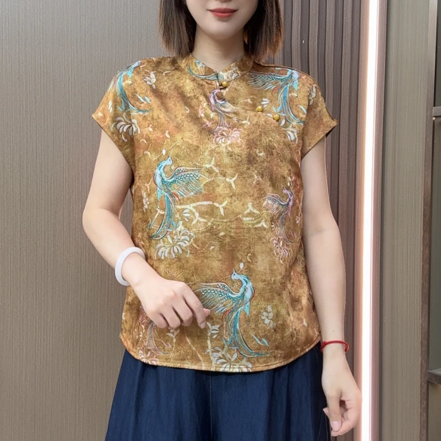 【小雅原创】（凤凰）时尚经典网红严选新中式盘扣落肩上衣气质