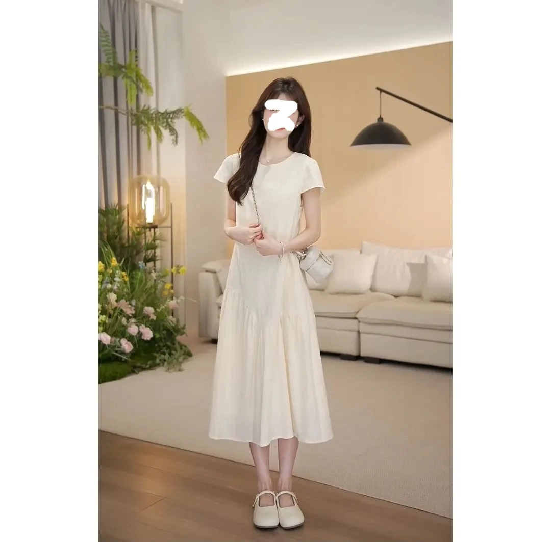 法式小个子显高连衣裙女夏季高级感巨好看气质圆领显瘦小众裙子