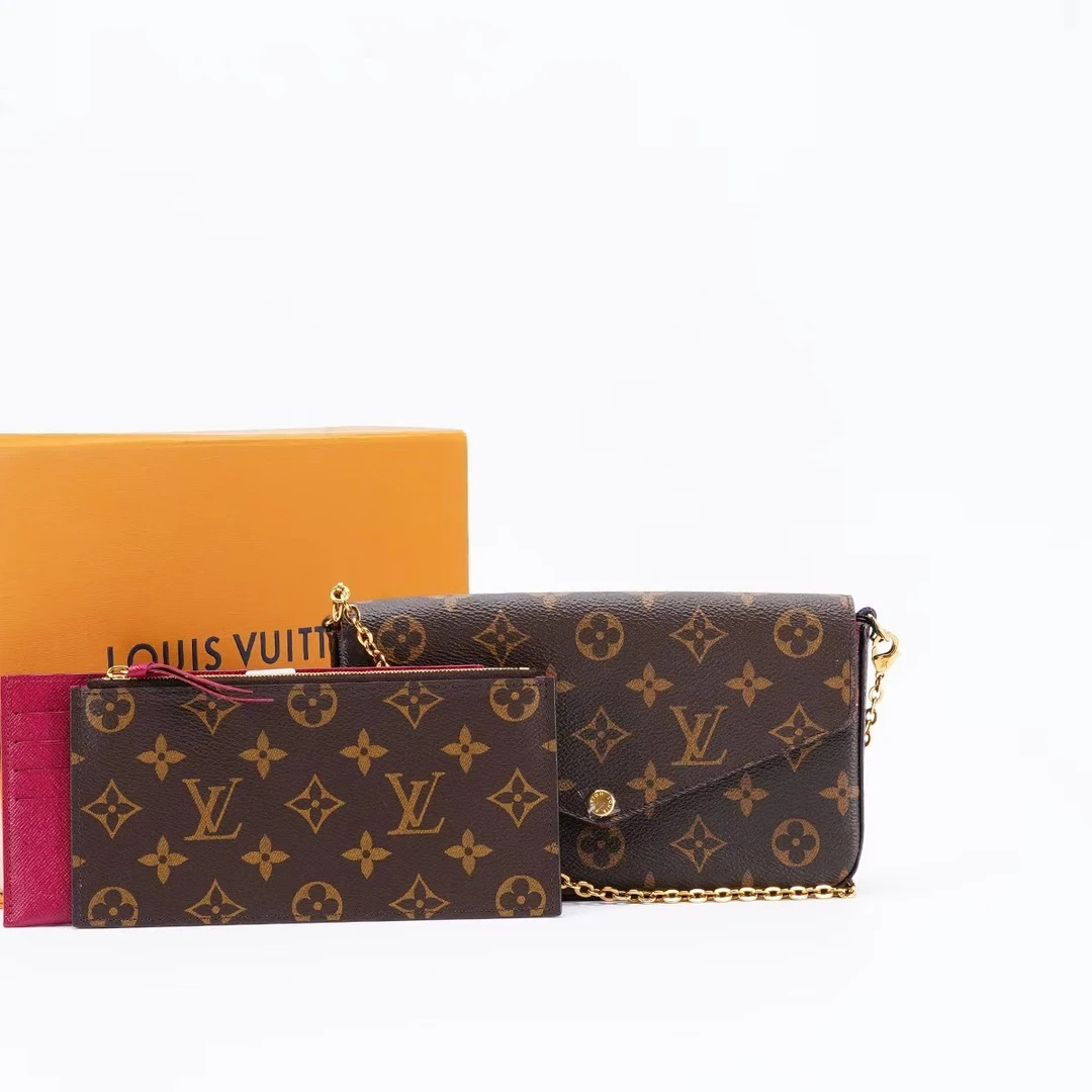99新 LouisVuitton/路易威登 老花经典三合一链条包斜挎包