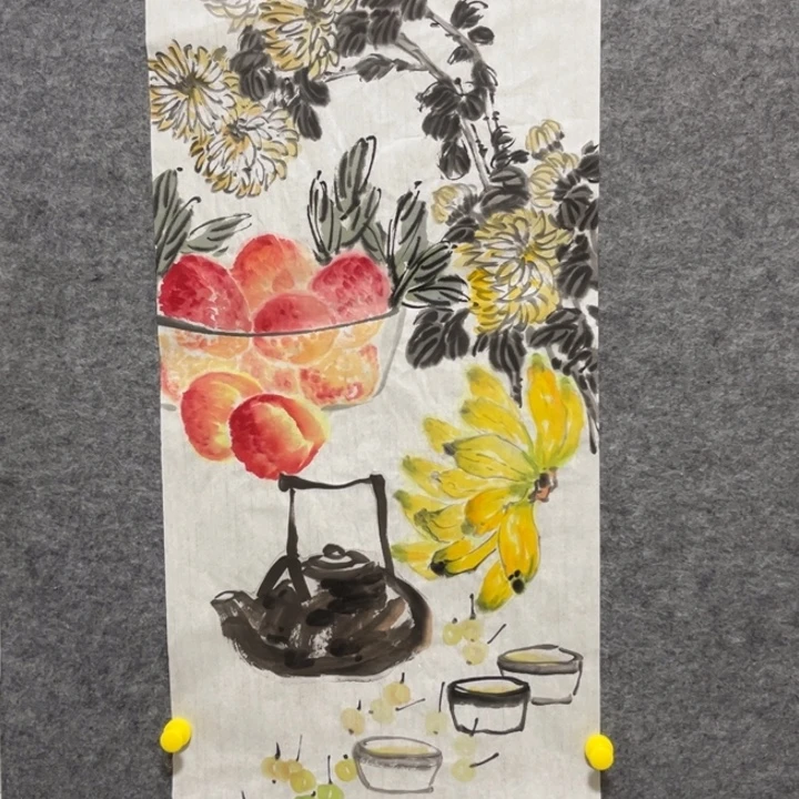 竖款大鱼书画艺术作品