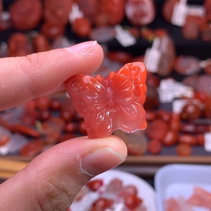 南红玛瑙合金珠宝半成品大蝴蝶