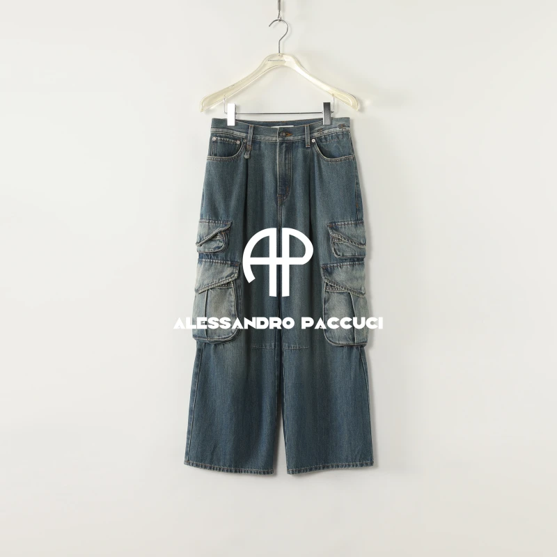 AP洛哥53066NK【涩谷热浪】100棉多口袋工装风时尚百搭九分牛仔裤