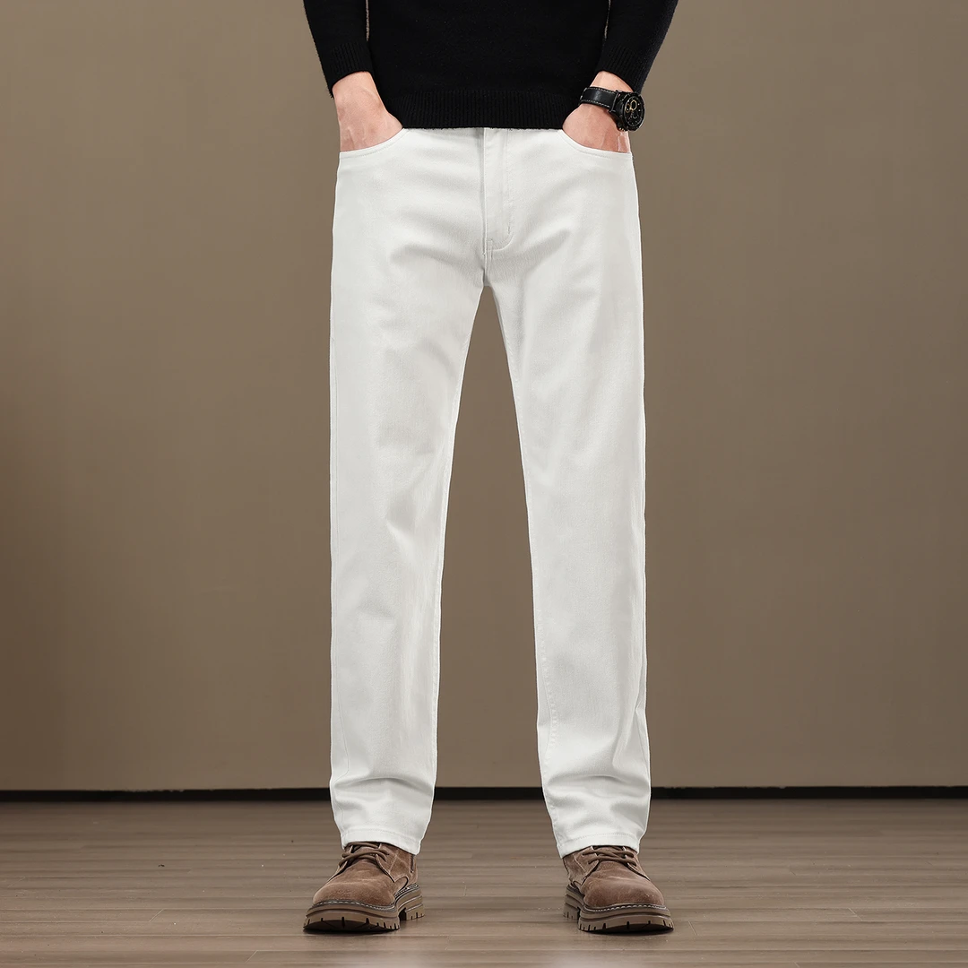 NOIENKAIRU尼因基鲁高端纯棉牛仔裤男秋冬款宽松直筒商务休闲裤