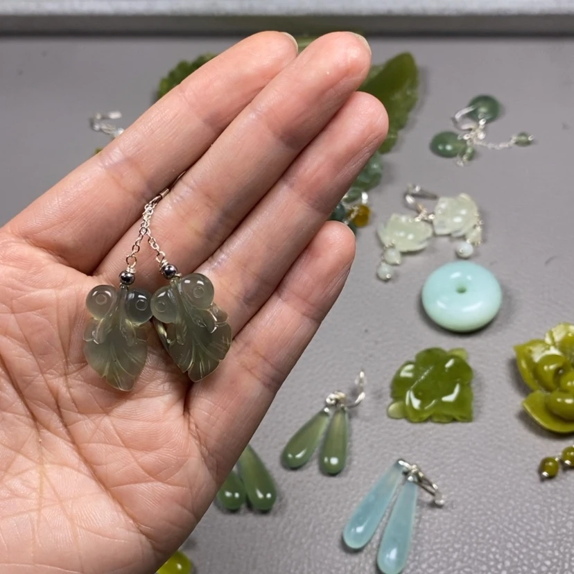 【闪购商品】未镶嵌蛇纹石玉挂件耳饰耳环项链