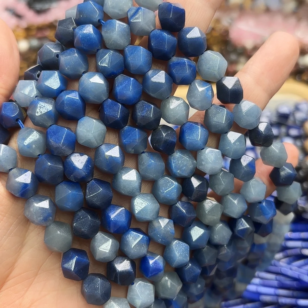 玛瑙/玉髓未镶嵌珠宝半成品卡十蓝东陵切角一条