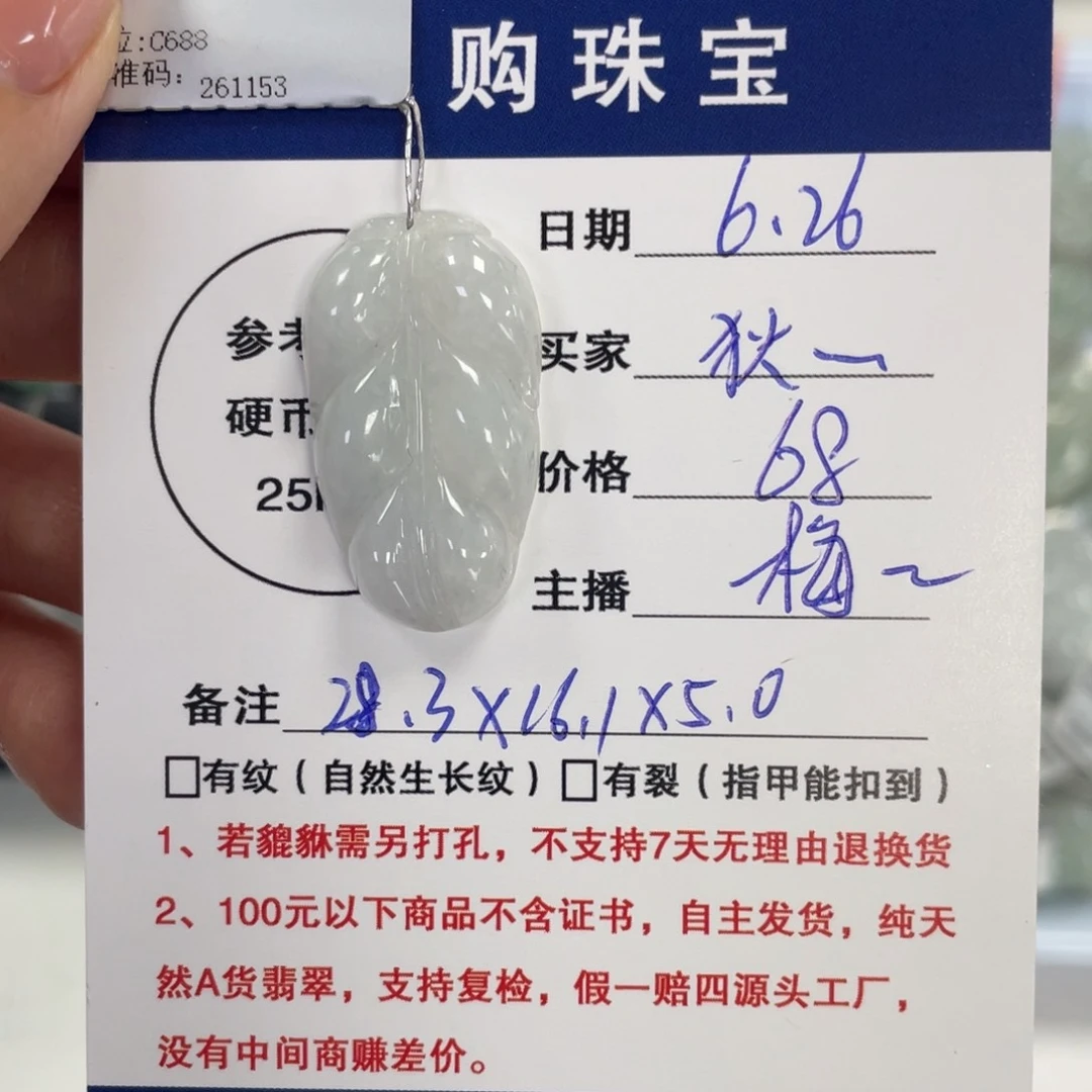翡翠未镶嵌颈饰狄*子叶子