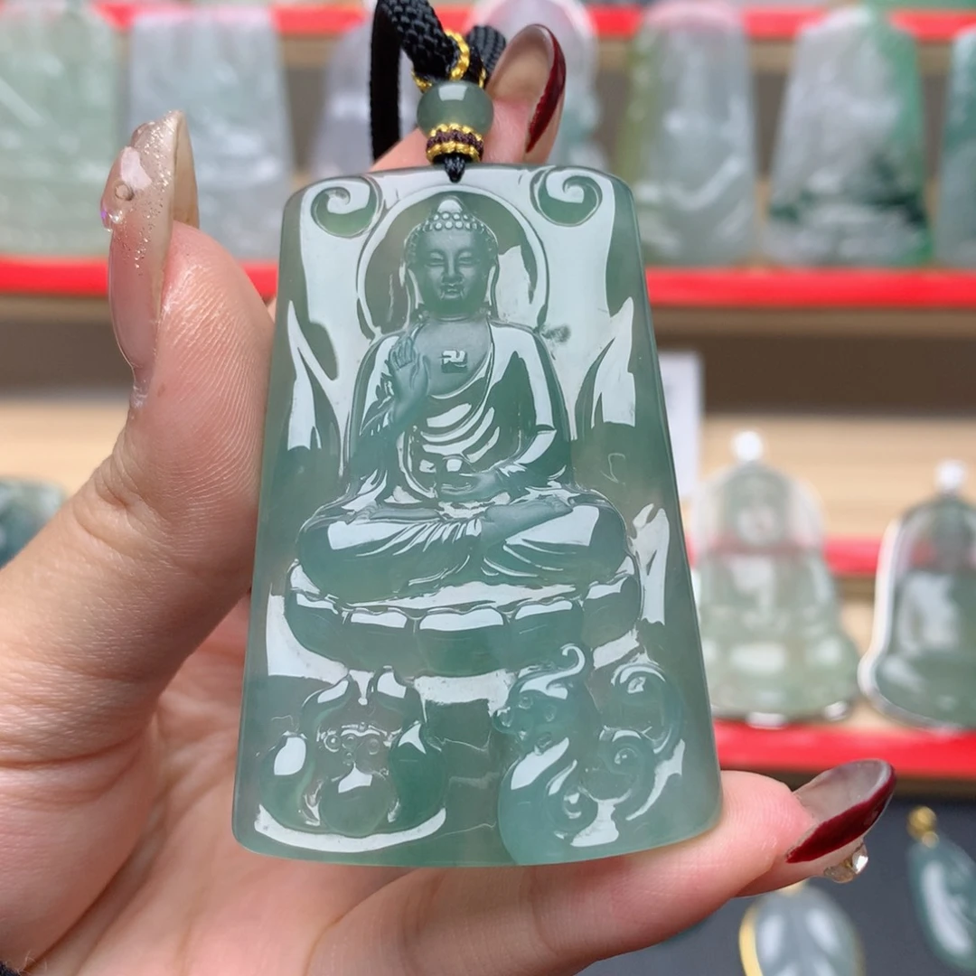 翡翠颈饰未镶嵌对****对阿弥陀佛