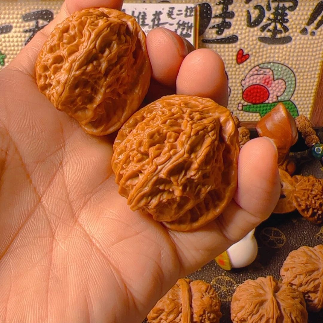 把件文玩核桃三角白40