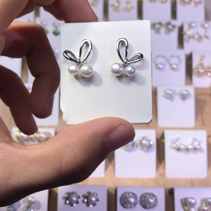淡水珍珠耳饰银S925镶嵌