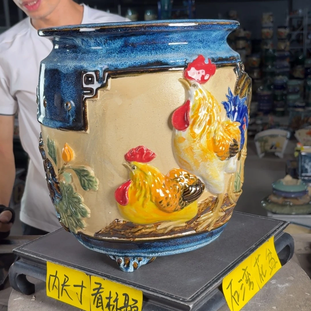 一风堂石湾花盆 内20*27烧窑痕迹