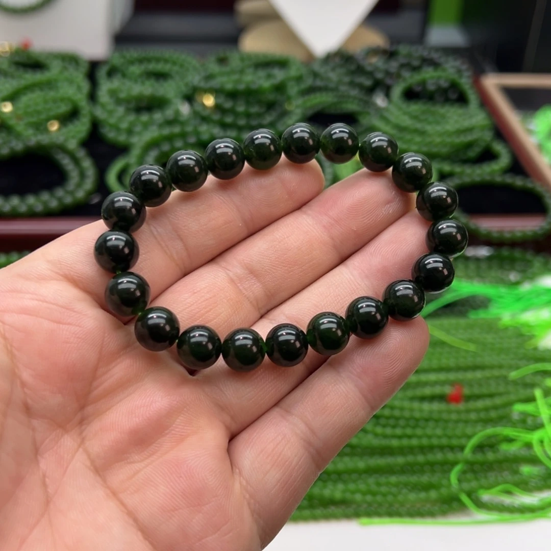 和田玉（碧玉）未镶嵌颈饰卡9.5 老红皮 21颗