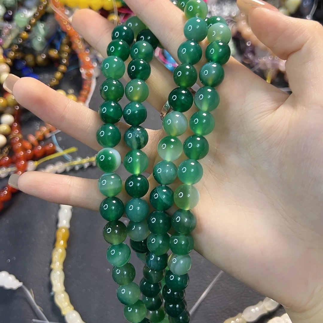 玛瑙/玉髓未镶嵌珠宝半成品卡10绿玛瑙一条