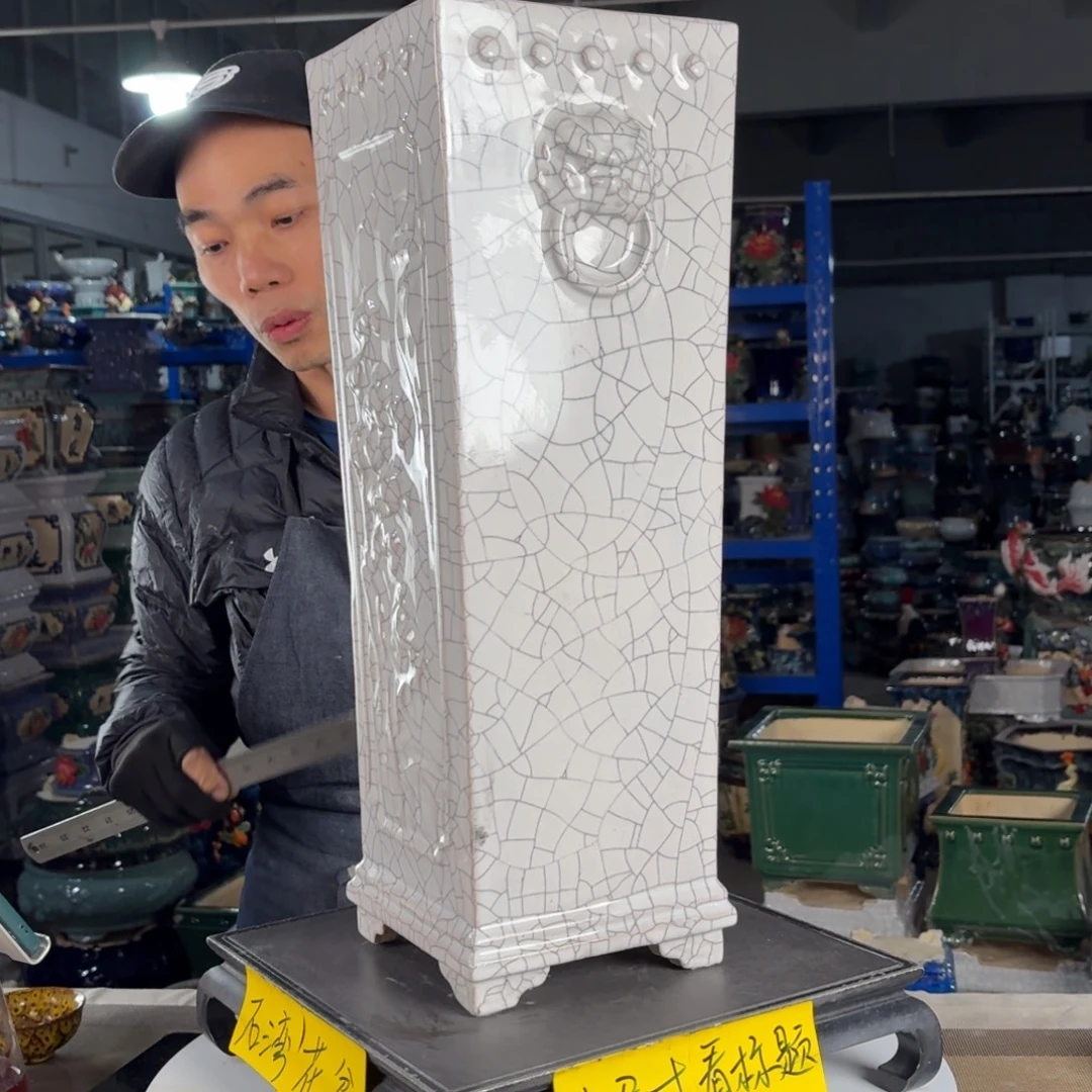 一风堂石湾花盆 内14高51微瑕盆口收缩