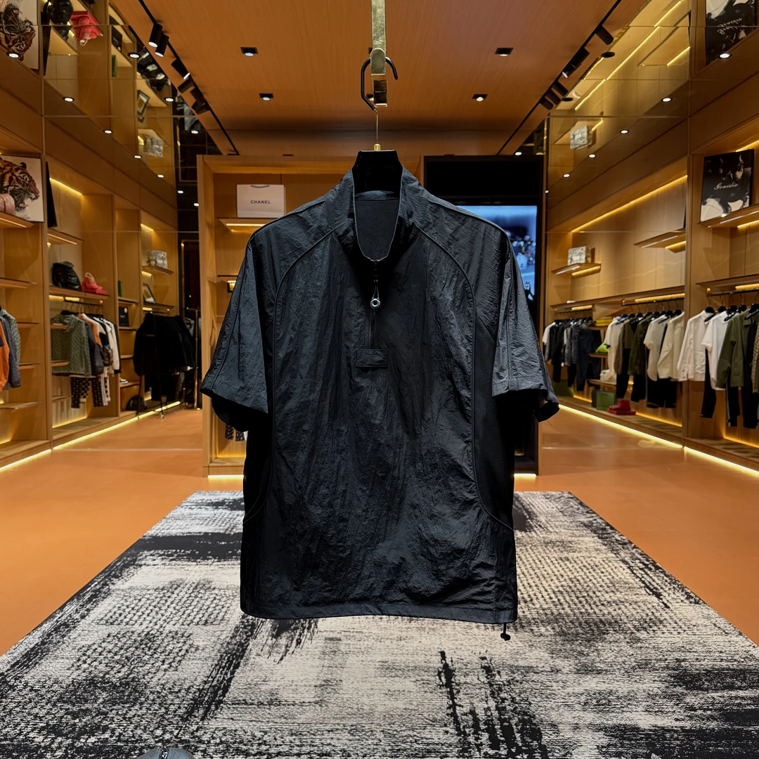 「F6639」"黑武士防晒短袖“ 春夏百搭网孔线条设计透气时尚短袖